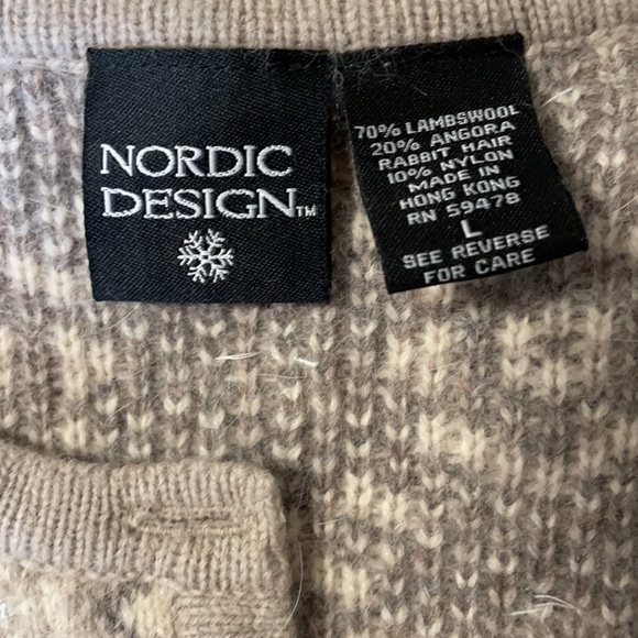 *Host Pick* Cottagecore Nordic Design Wool Grandma Cardigan SZ L EUC - Picture 6 of 10